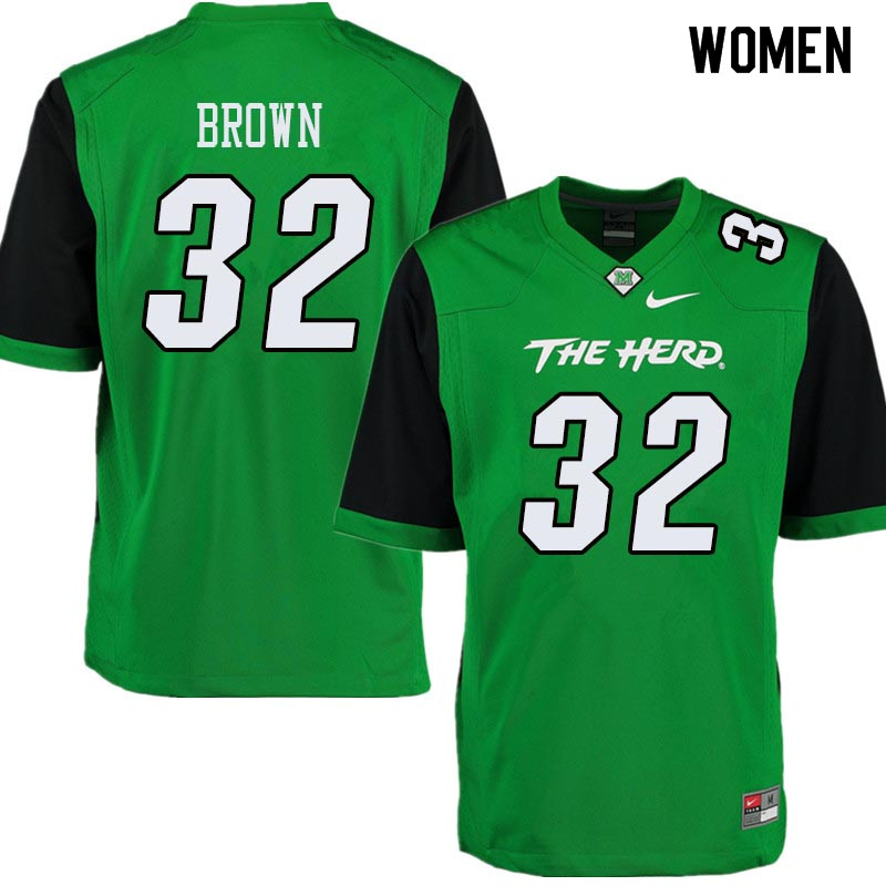 Women #32 Tyler Brown Marshall Thundering Herd College Football Jerseys Sale-Green - Click Image to Close